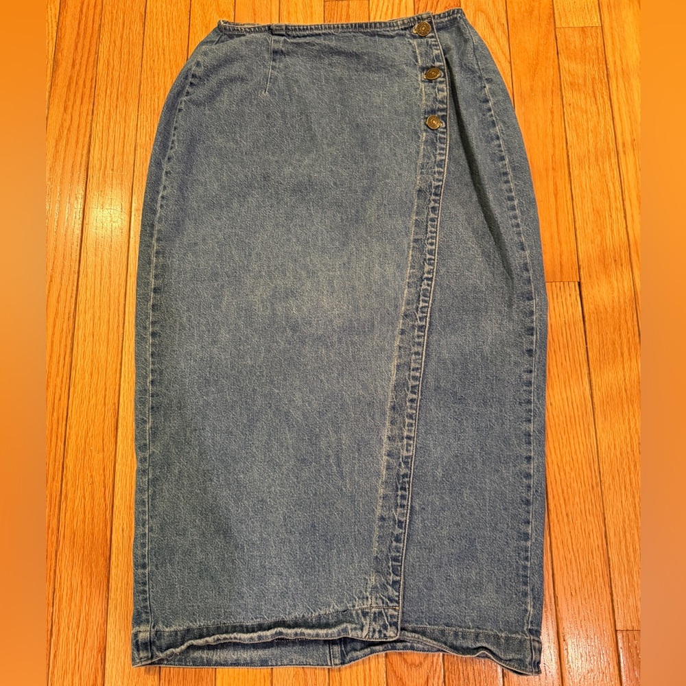 VTG Red Camel Blue Denim Wrap Skirt y2k Western yellowstone ranch cottage cabin